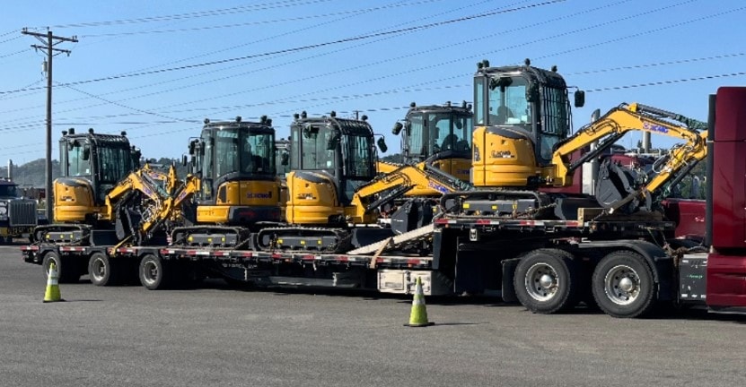Mini Excavator Fleet — Yard Staging